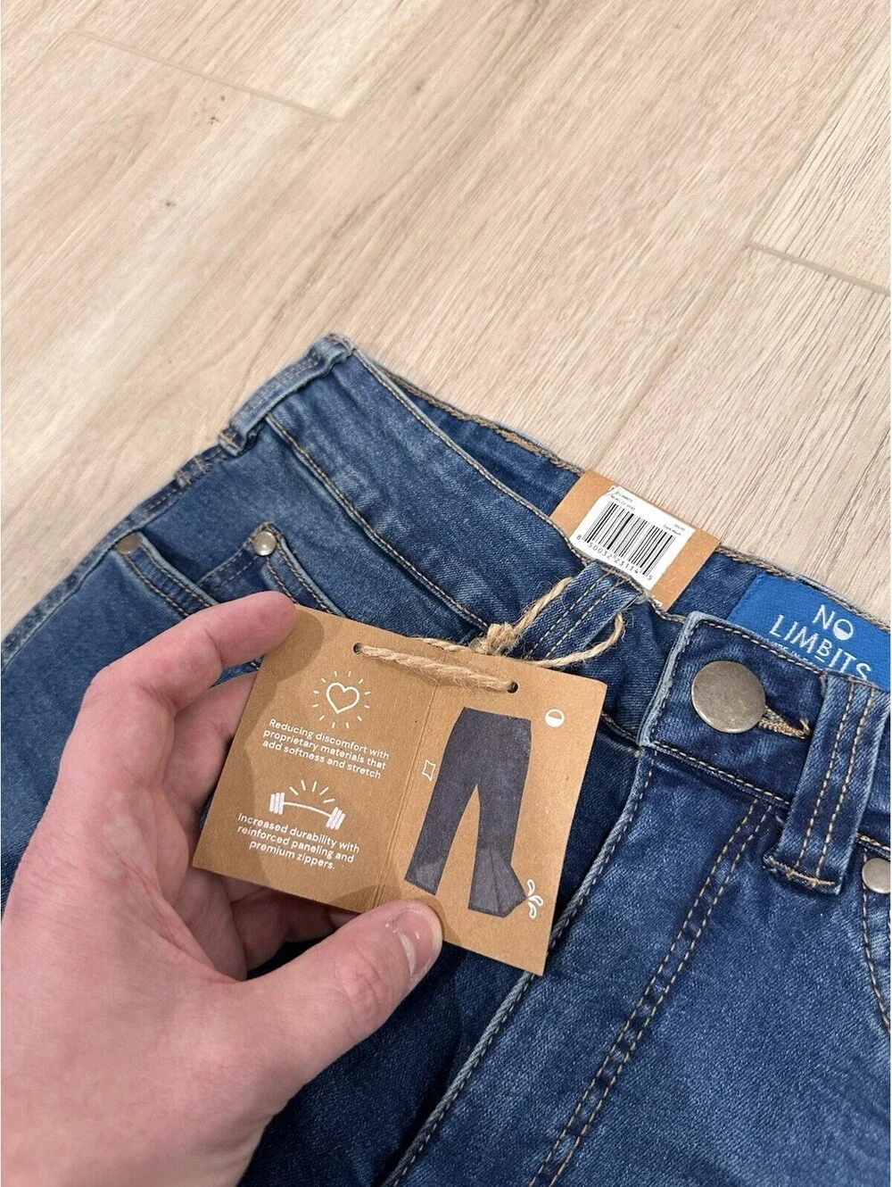 NWT No Limbits Blue Dark wash Denim Jeans Stretch Hidden Zippers Mens 30x30